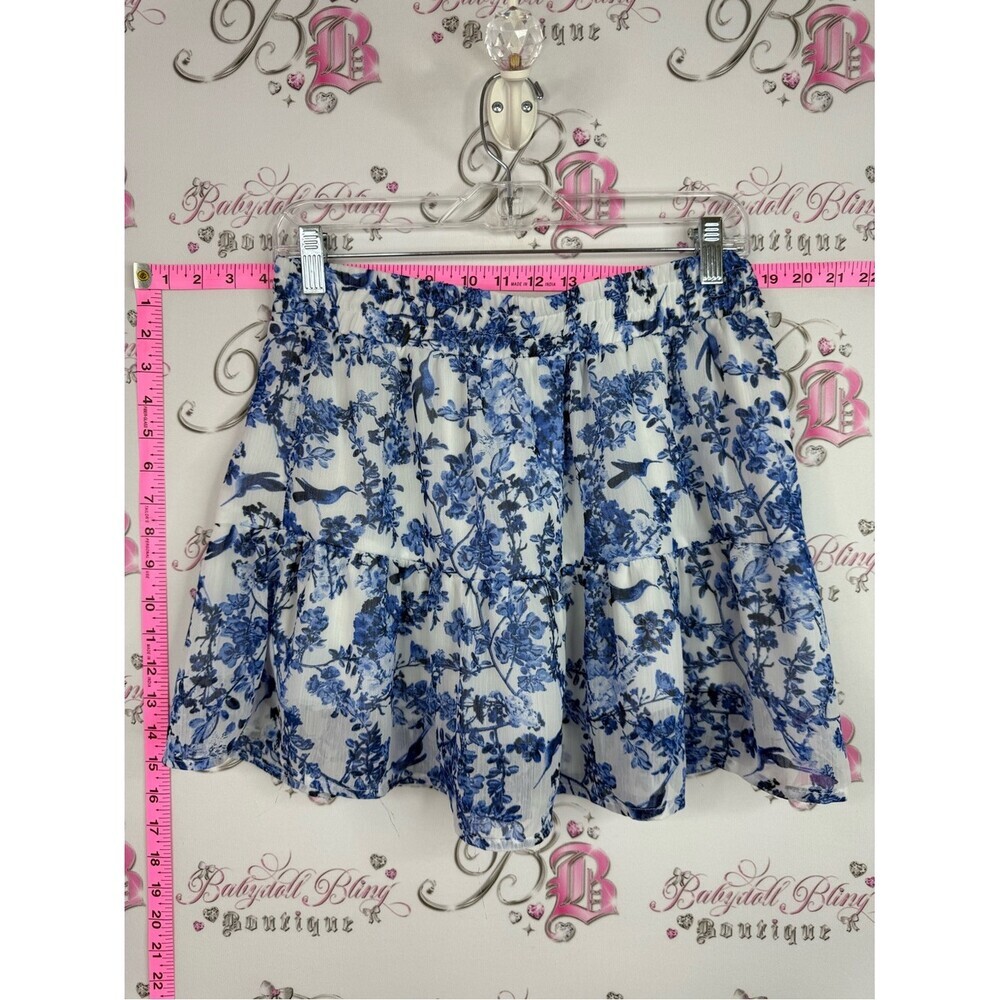 Autres filles skirt ruffles Blue Floral Tiered Mini Skirt
